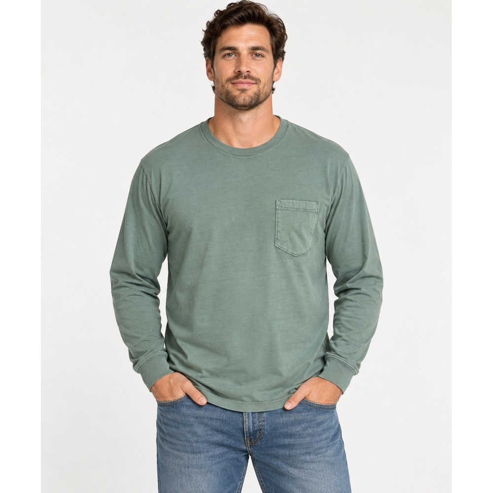 J.Crew Broken-In Cotton Long-Sleeve T-Shirt Sage Green Size L-Tall 71487